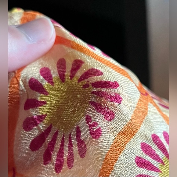 Summer Silk Scarf, Bright Floral Print, Hand Rolled Edges, Batik Square Scarf - Picture 11 of 11